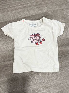 Imps & Elfs Cream Short Sleeve Tee with Strawberry Basket Graphic